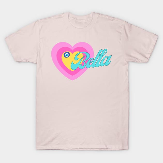 Bella in Colorful Heart Illustration T-Shirt by jetartdesign